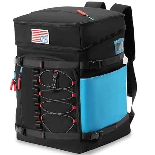 WeenthAvenue ski boot backpack in blue with large capacity and checkered pattern